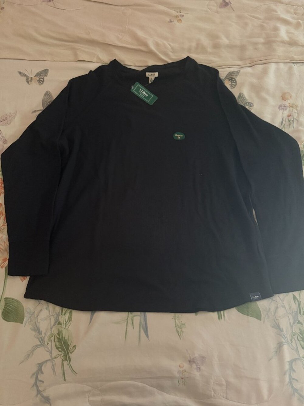 NEW! LL Bean- Black Long Sleeve Men Henley Top Size XL Fall Winter Basics